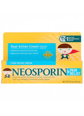 Neosporin, Dual Action Cream, Pain Relief Cream, For Kids Ages 2 +, 0.5 oz (14.2 g)