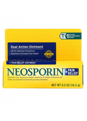 Neosporin, Dual Action + Pain Relief Ointment, 0.5 oz (14.2 g)