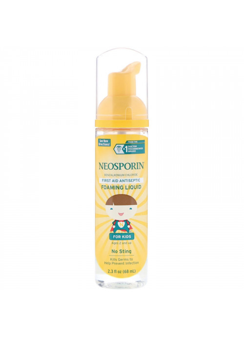 Neosporin, First Aid Antiseptic Foaming Liquid, For Kids, Ages 2 and Up, 2.3 fl oz (68 ml)