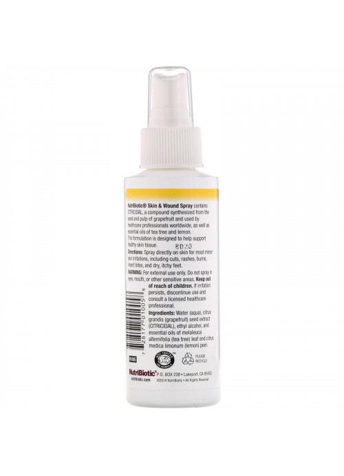 NutriBiotic, Skin & Wound Spray with Grapefruit Seed Extract, 4 fl oz (118 ml)