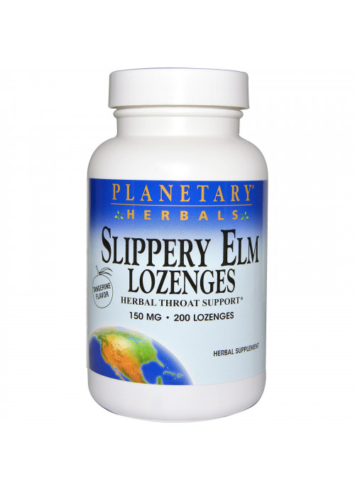 Planetary Herbals, Slippery Elm Lozenges, Tangerine Flavor, 150 mg, 200 Lozenges