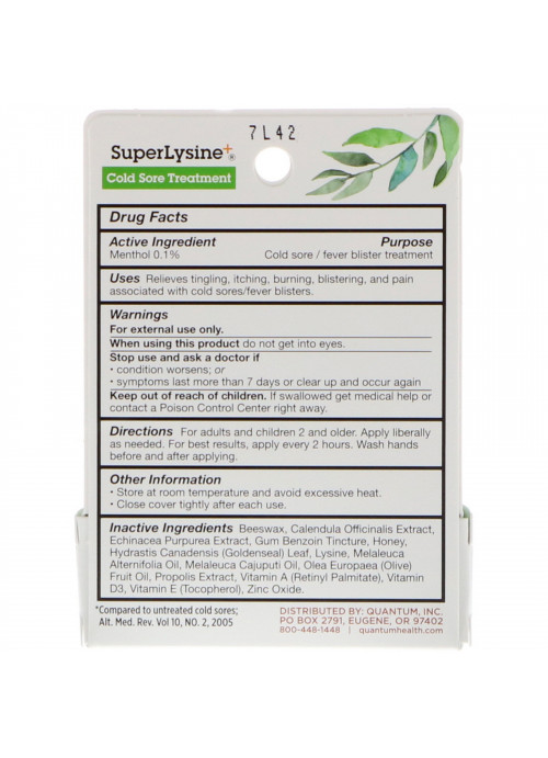 Quantum Health, Super Lysine+, Cold Sore Treatment, .25 oz (7 g)