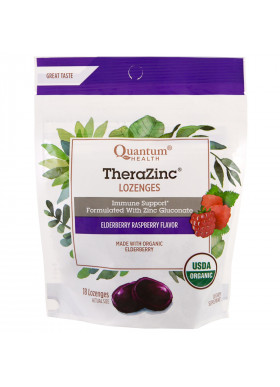 Quantum Health, TheraZinc, Lozenges, Elderberry Raspberry Flavor , 18 Lozenges