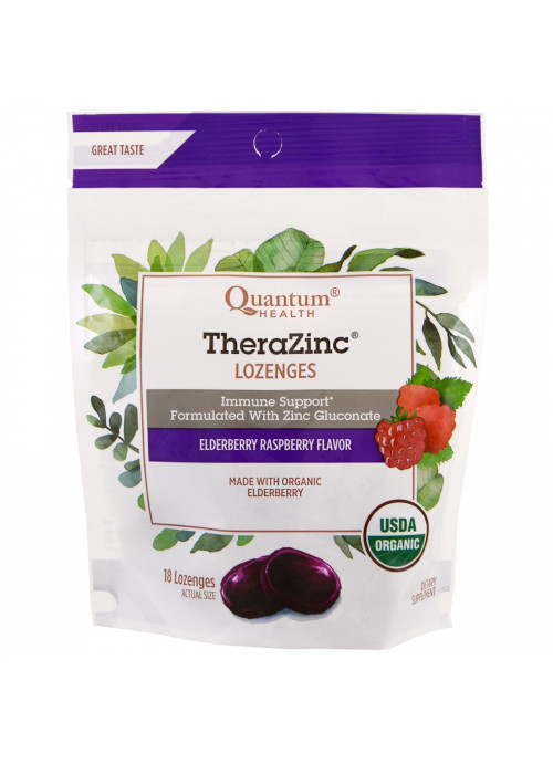 Quantum Health, TheraZinc, Lozenges, Elderberry Raspberry Flavor , 18 Lozenges
