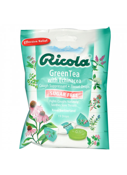 Ricola, Green Tea with Echinacea, Sugar Free, 19 Drops
