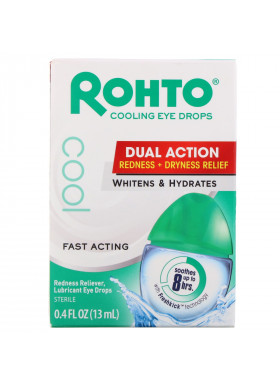 Rohto, Cooling Eye Drops, Dual Action Redness + Dryness Relief, 0.4 fl oz (13 ml)
