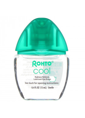 Rohto, Cooling Eye Drops, Dual Action Redness + Dryness Relief, 0.4 fl oz (13 ml)