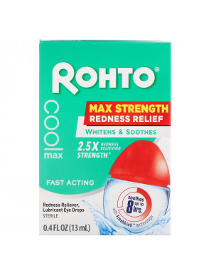 Rohto, Cooling Eye Drops, Max Strength Redness Relief, 0.4 fl oz (13 ml)