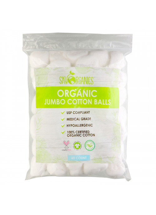Sky Organics, Organic Jumbo Cotton Balls, 60 Count