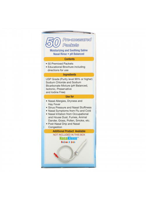 Squip, Nasaline, Saline Solution Packets, 50 Pre-Measured Packets