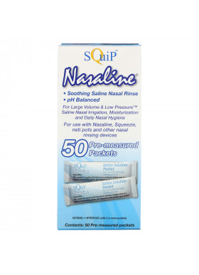 Squip, Nasaline, Saline Solution Packets, 50 Pre-Measured Packets