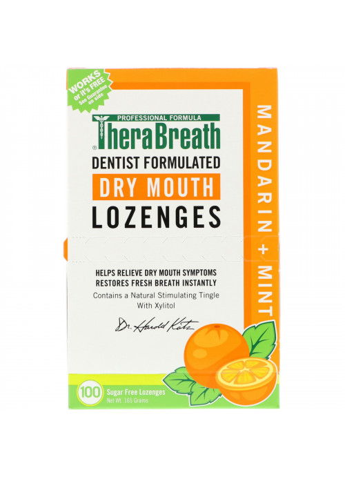 TheraBreath, Dry Mouth Lozenges, Mandarin Mint, 100 Wrapped Lozenges, 165 g