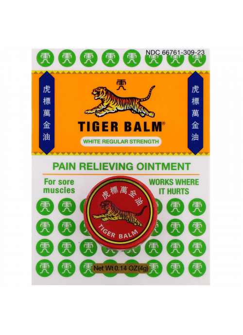 Tiger Balm, Pain Relieving Ointment, White Regular Strength, 0.14 oz (4 g)
