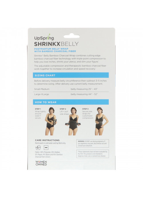 UpSpring, Shrinkx Belly, Postpartum Belly Wrap With Bamboo Charcoal Fiber, Size L/XL, Black