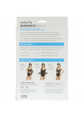 UpSpring, Shrinkx Belly, Postpartum Belly Wrap With Bamboo Charcoal Fiber, Size S/M, Black