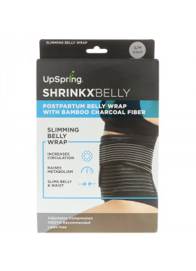 UpSpring, Shrinkx Belly, Postpartum Belly Wrap With Bamboo Charcoal Fiber, Size S/M, Black