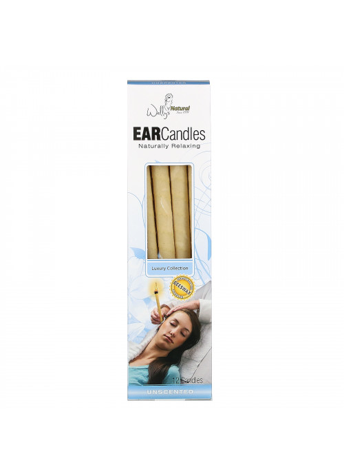 Wally's Natural, Beeswax Ear Candles, Luxury Collection, Unscented, 12 Candles