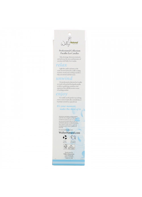 Wally's Natural, Professional Collection, Paraffin Ear Candles, Unscented, 4 Pack