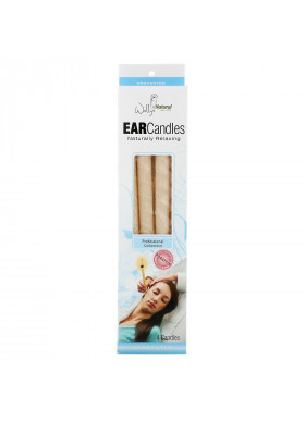 Wally's Natural, Professional Collection, Paraffin Ear Candles, Unscented, 4 Pack
