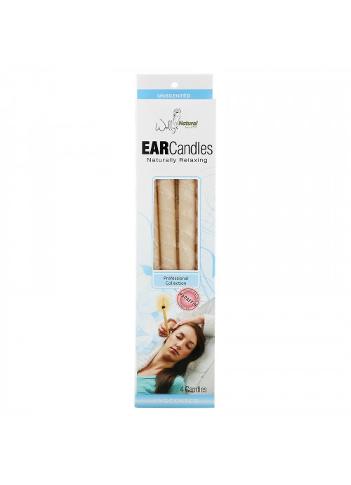 Wally's Natural, Professional Collection, Paraffin Ear Candles, Unscented, 4 Pack