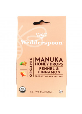 Wedderspoon, Organic Manuka Honey Drops, Fennel & Cinnamon, 4 oz (120 g)