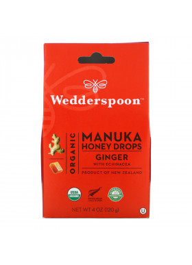 Wedderspoon, Organic Manuka Honey Drops, Ginger with Echinacea, 4 oz (120 g)