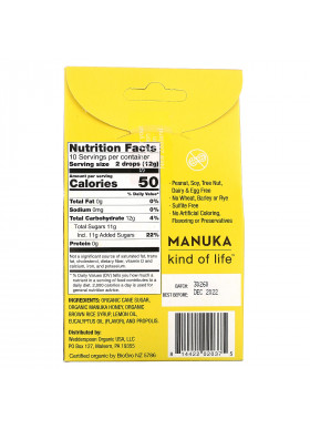 Wedderspoon, Organic Manuka Honey Drops, Lemon With Bee Propolis, 4 oz (120 g)
