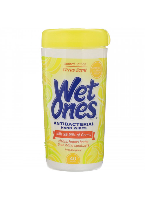 Wet Ones, Antibacterial, Hand Wipes, Citrus Scent, 40 Wipes