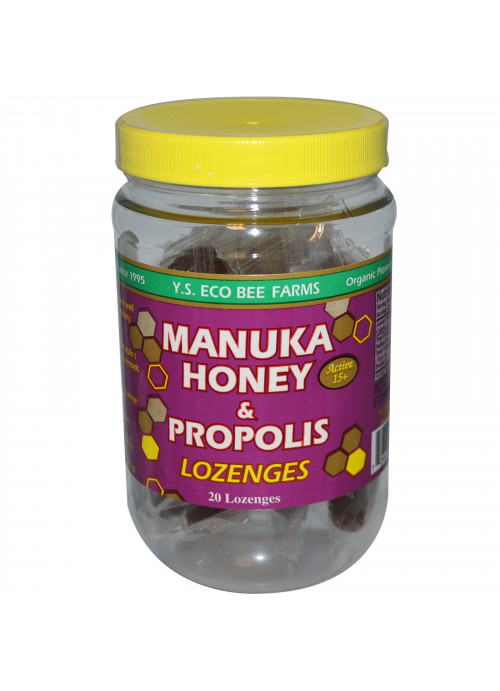 Y.S. Eco Bee Farms, Manuka Honey & Propolis Lozenges, Active 15+, 20 Lozenges, 3.2 oz (92 g)
