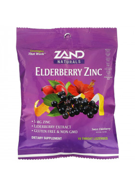 Zand, Elderberry Zinc, Sweet Elderberry, 15 Throat Lozenges