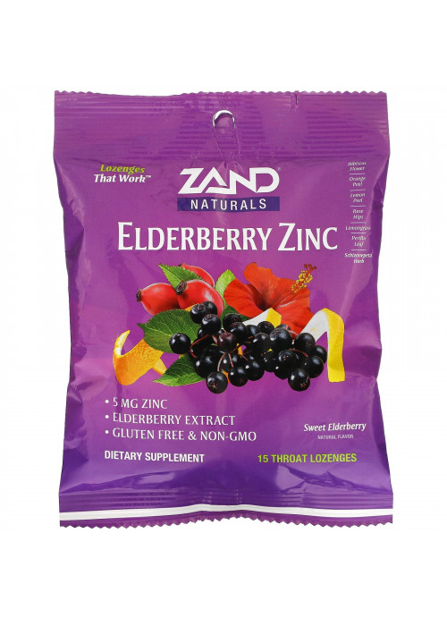 Zand, Elderberry Zinc, Sweet Elderberry, 15 Throat Lozenges