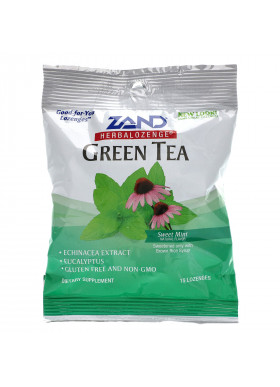 Zand, GreenTea, Herbalozenge, Sweet Mint, 15 Lozenges