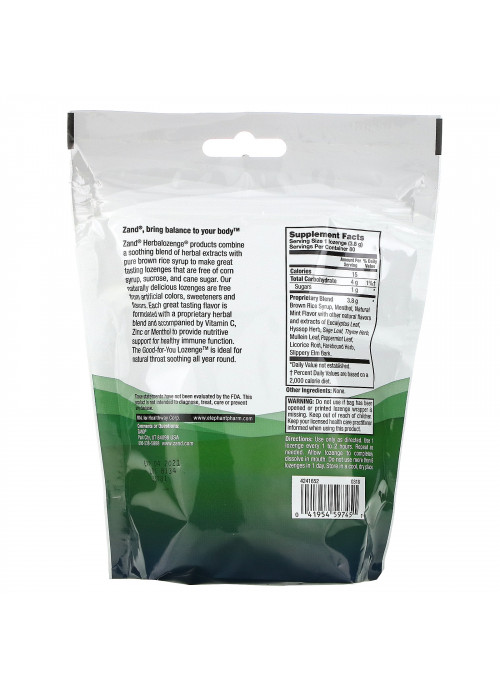 Zand, Herbalozenge, Menthol, Soothing Menthol, 80 Lozenges