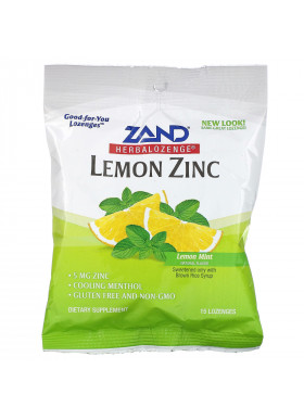 Zand, Lemon Zinc, Herbalozenge, Natural Lemon Flavor, 15 Lozenges