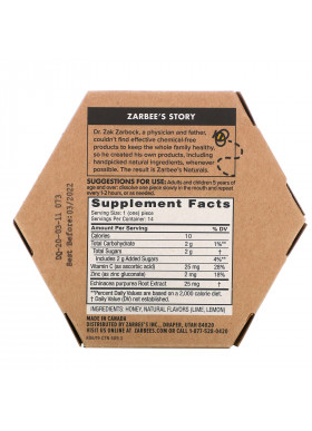 Zarbee's, 96% Honey Cough Soothers + Immune Support, Natural Citrus Flavor, 14 Pieces