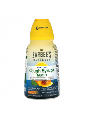 Zarbee's, NightTime Cough Syrup + Mucus, Natural Honey Lemon, 8 fl oz (236 ml)