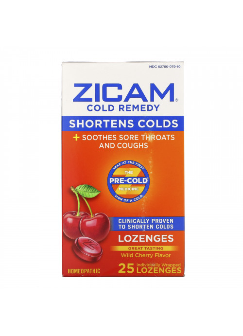 Zicam, Cold Remedy, Lozenges, Wild Cherry , 25 Individually Wrapped Lozenges