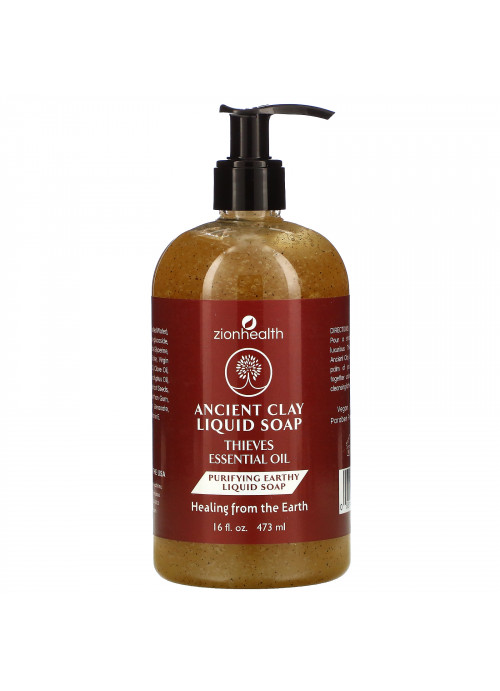 Zion Health, Ancient Clay Liquid Soap, Thieves Essential Oil, 16 fl oz (473 ml)