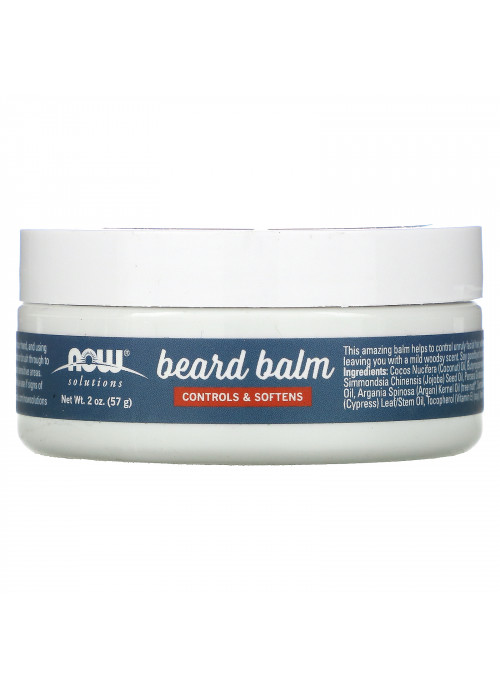 Now Foods, Solutions, Beard Balm, Light Woodsy , 2 oz (57 g)