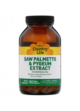 Country Life, Saw Palmetto & Pygeum Extract, 180 Vegan Capsules