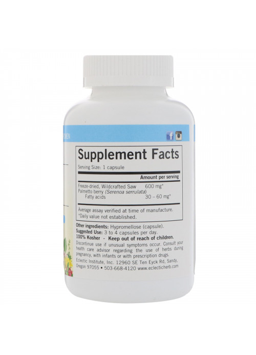 Eclectic Institute, Raw Fresh Freeze-Dried, Saw Palmetto, 600 mg, 240 Non-GMO Veg Caps
