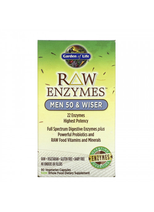 Garden of Life, RAW Enzymes, Men 50 & Wiser, 90 Vegetarian Capsules