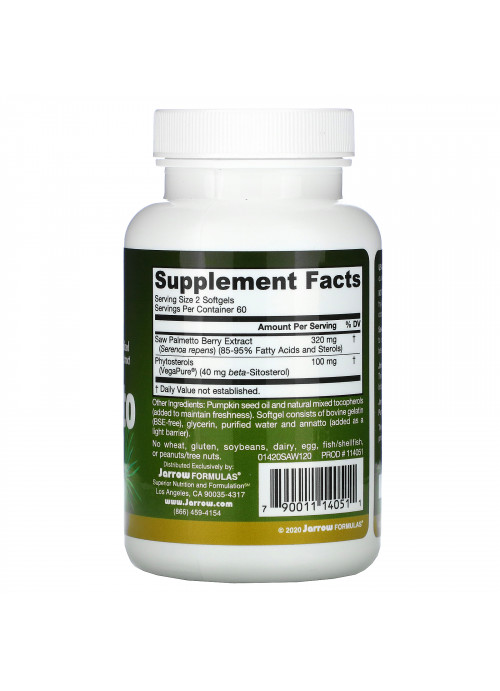 Jarrow Formulas, Saw Palmetto, 160 mg, 120 Softgels