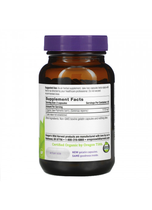 Oregon's Wild Harvest, Saw Palmetto, 90 Non-GMO Vegetarian Capsules