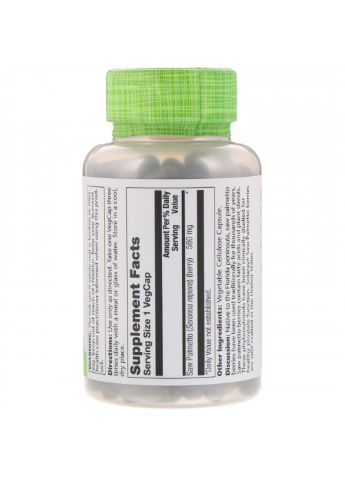 Solaray, Saw Palmetto Whole Berry, 580 mg, 180 VegCaps