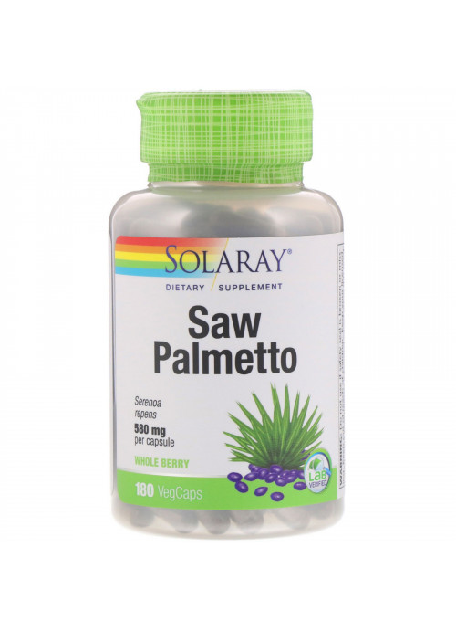 Solaray, Saw Palmetto Whole Berry, 580 mg, 180 VegCaps