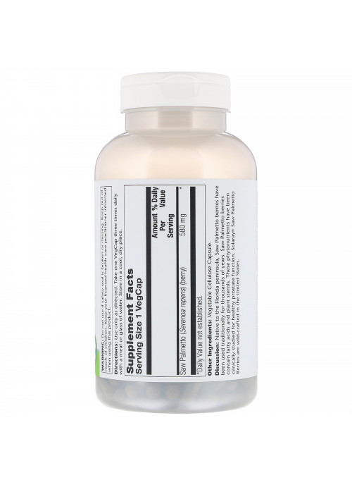 Solaray, Saw Palmetto Whole Berry, 580 mg, 360 VegCaps