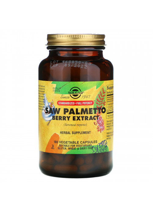 Solgar, Saw Palmetto Berry Extract, 180 Vegetable Capsules