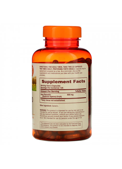 Sundown Naturals, Whole Herb, Saw Palmetto, 450 mg, 250 Capsules