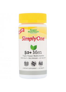 Super Nutrition, SimplyOne, 50+ Men, Triple Power Multivitamins, 30 Tablets